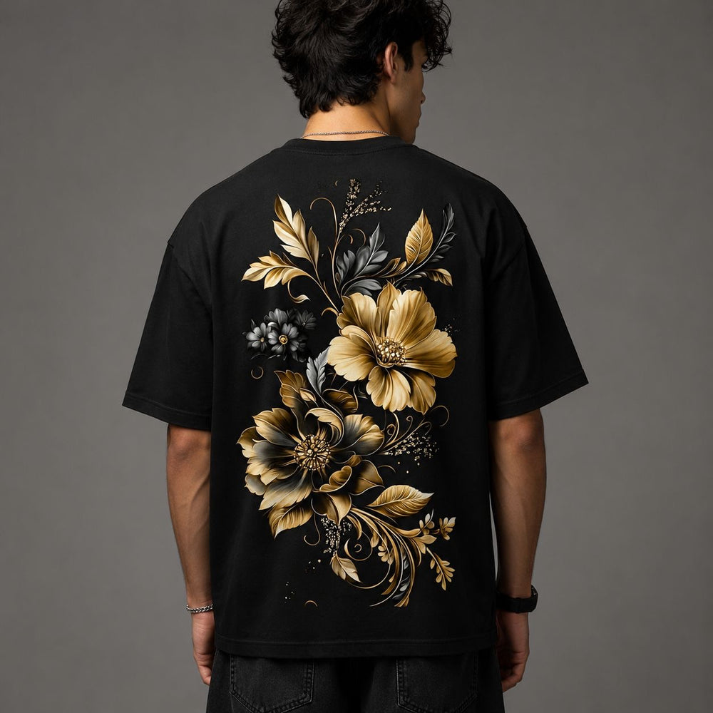 Golden Floral Oversized T-Shirt