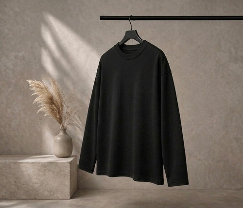 Black Waffle Knit T-Shirt